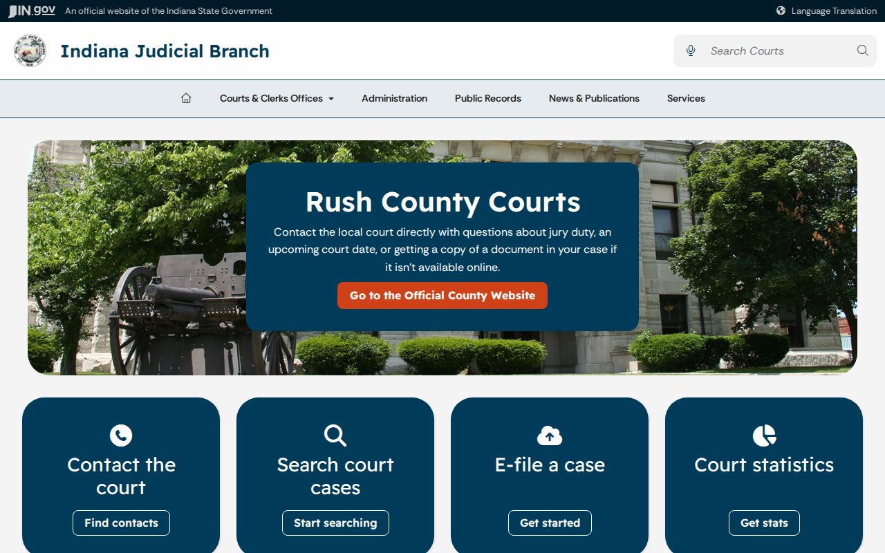 Indiana Judicial Branch Rush County courts page