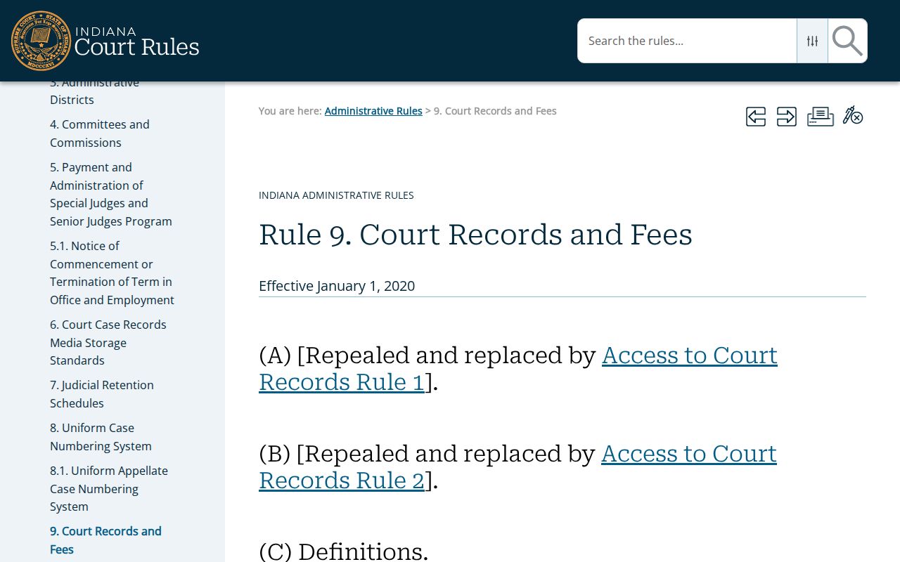 Rush County court dates under Administrative Rule 9