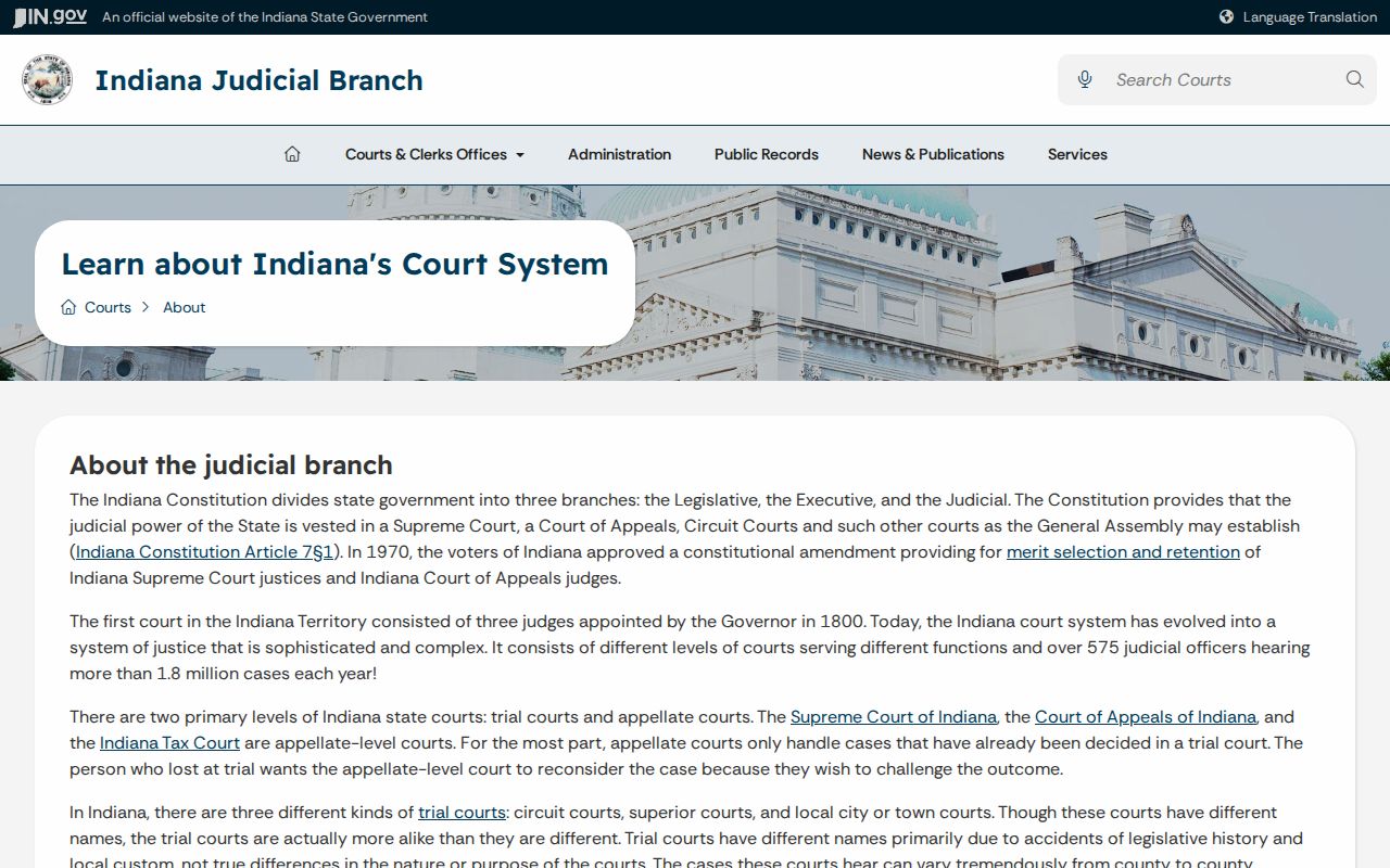 Rush County court dates within Indiana court structure