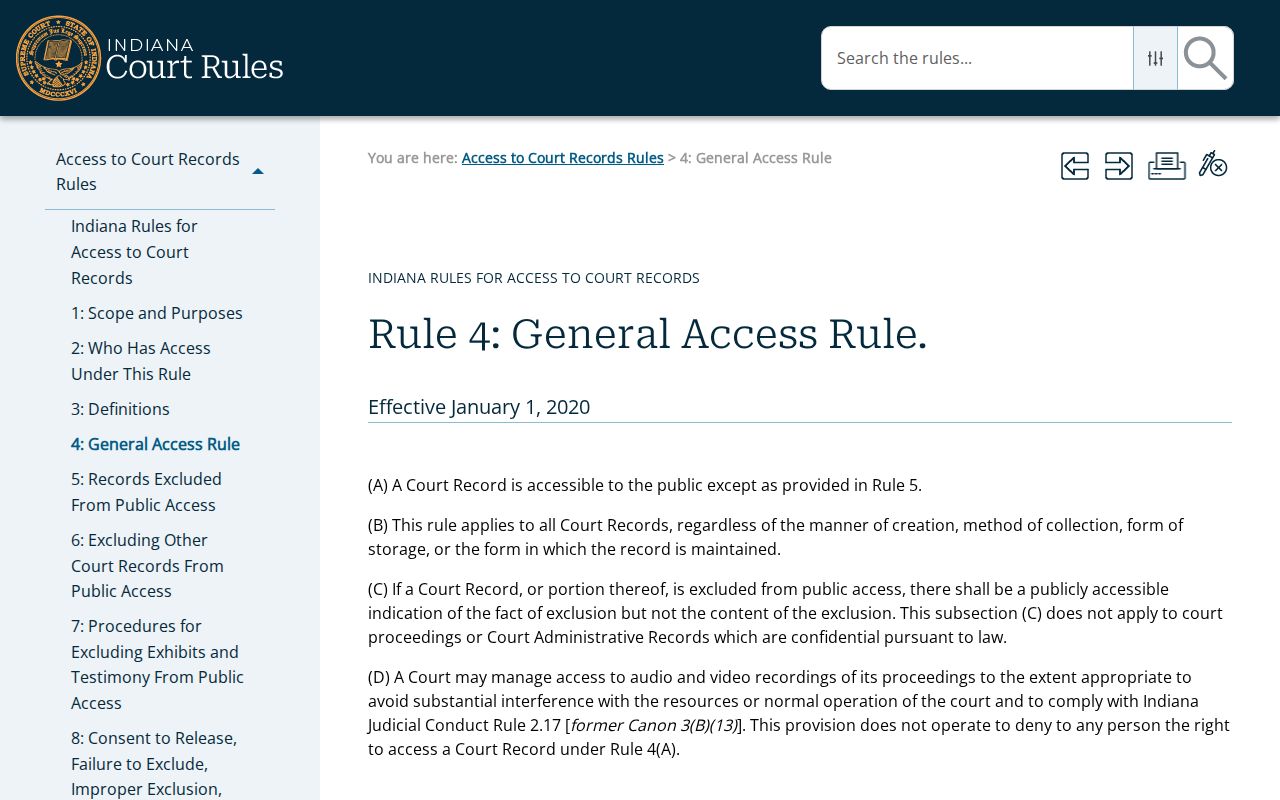 Rush County civil docket public access presumption