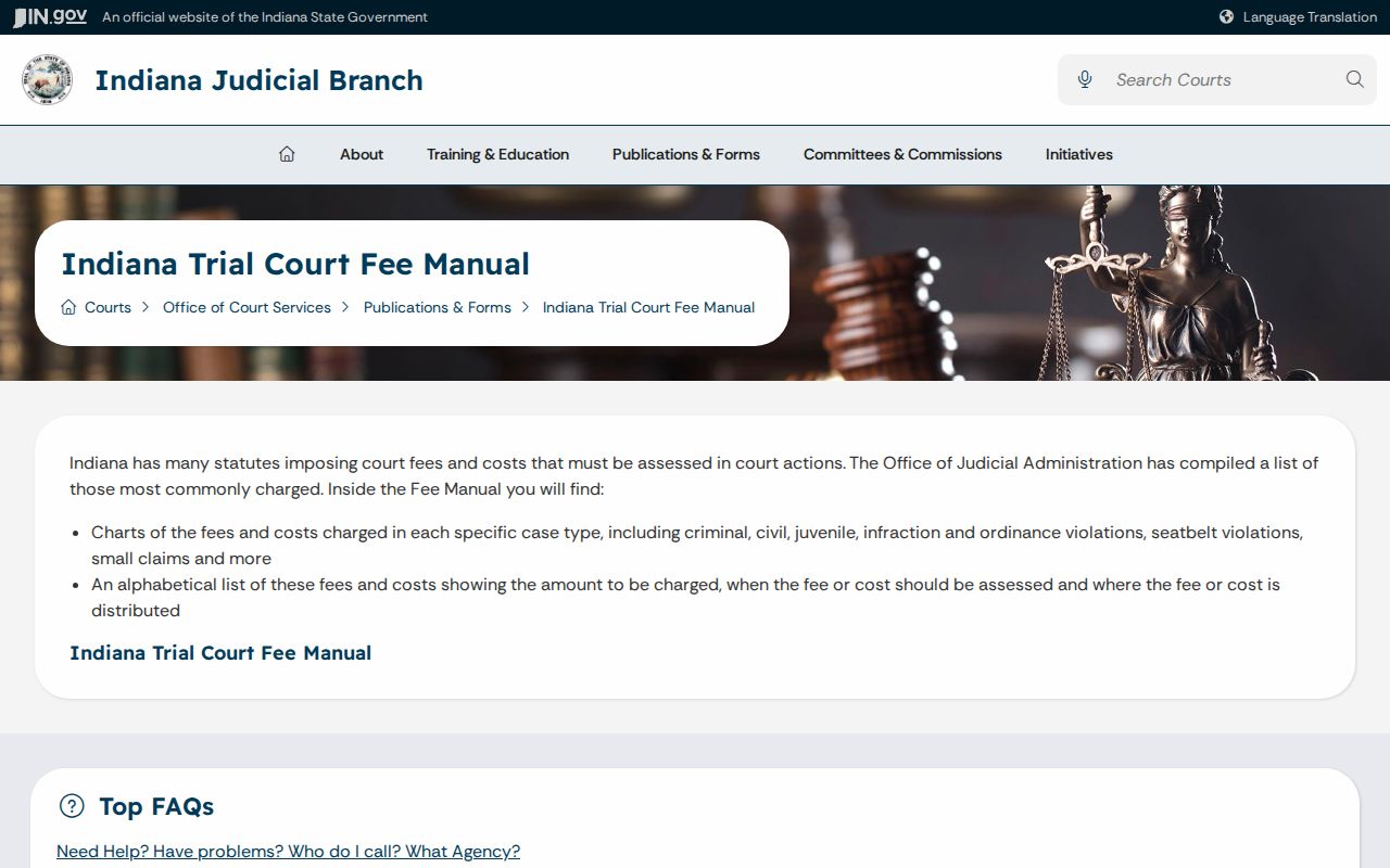 Rush County court record trial fee source